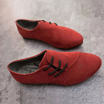 New Women Flat Loafers Comfortable Lace-Up Suede Casual Flat Shoes