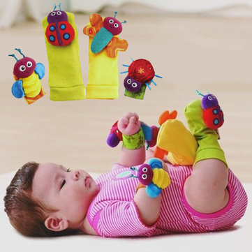 4Pcs Baby Cute Animals Wrist Rattles Socks