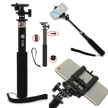 S168 3 In1 Selfie Stick Monopod Extendable Telescopic For Gopro Xiaomi Yi SJ4000 SJ5000 Smartphone
