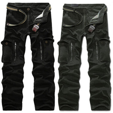 Mens Multi Pockets Casual Pants Fashion Design Cotton Cargo Pants 