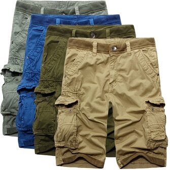 Mens Cotton Fashion Casual Loose Multi-pockets Cargo Shorts