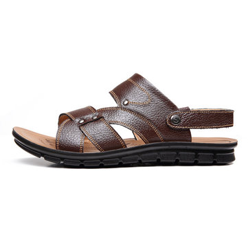 2015 Summer Men Leather Sandals Men Beach Sandals Breathable Shoes at ...