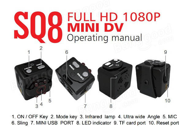 Mini kamera SQ8, FullHD za 49,16zł - Banggood