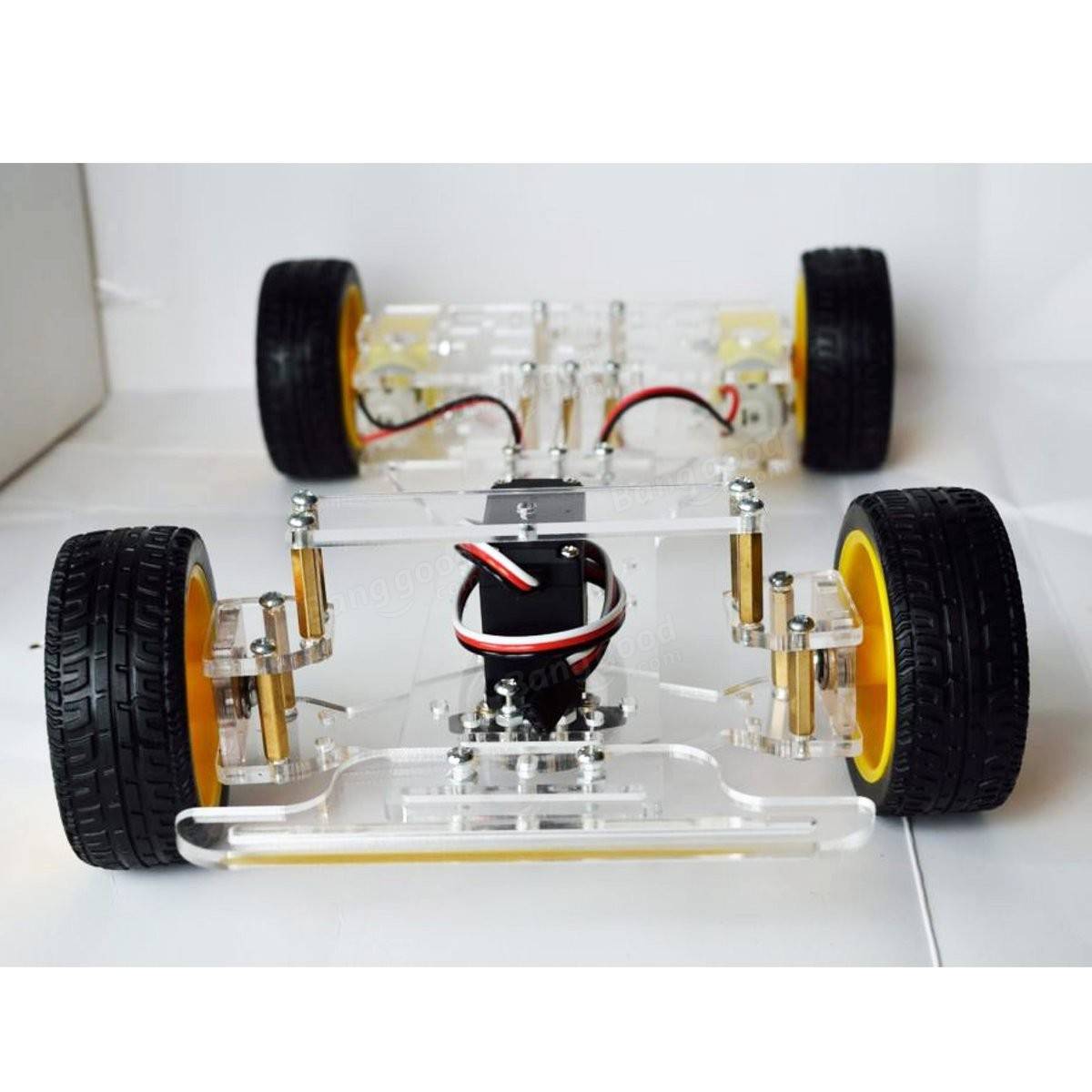 DIY Steering Engine 4 wheel 2 Motor Smart Robot Car ...