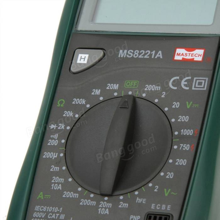 MASTECH MS8221A ac multimètre numérique / dc voltmètre testeur de fréquence de la résistance actuelle avec le transistor de test de test de diode HFE