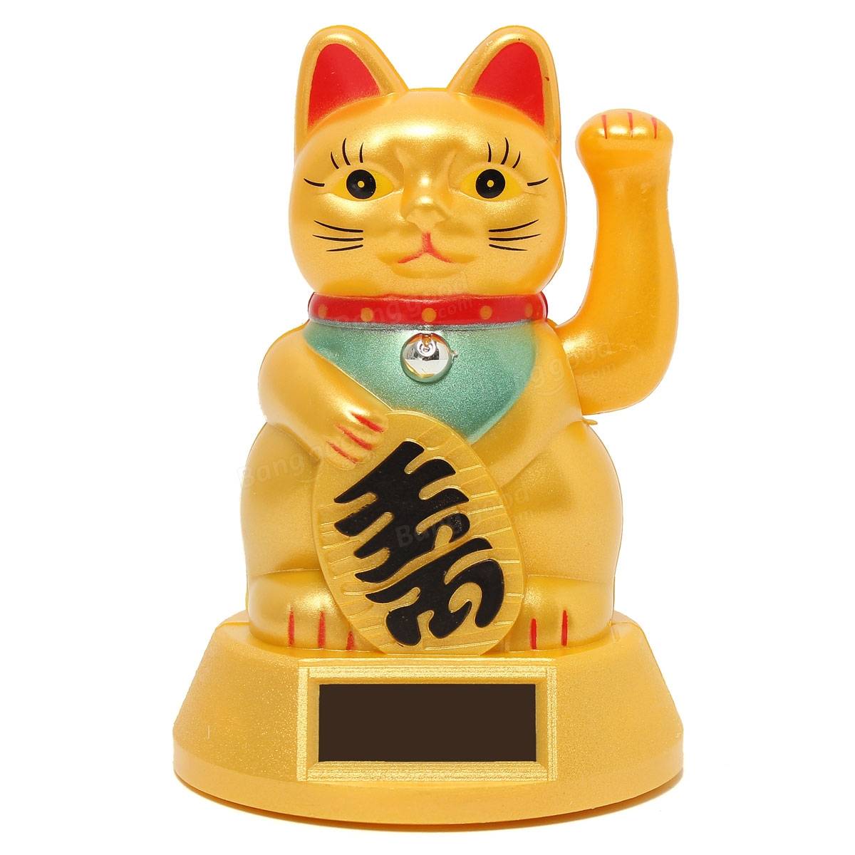 золотой Maneki Neko солнечной энергии повезло состояние кошки китайский японский подарок