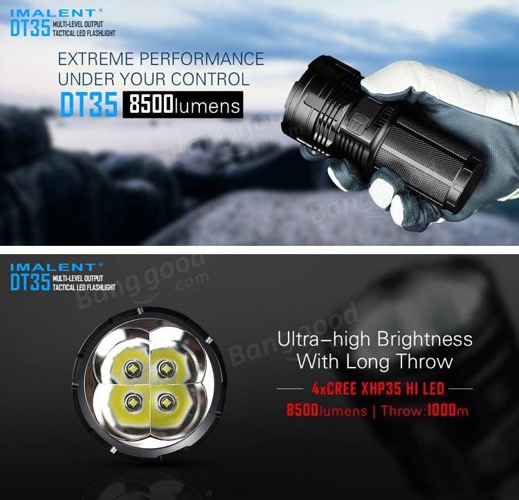 IMALENT DT35 XHP35 HI 8500LM 18650 USB Rechargeable LED Flashlight