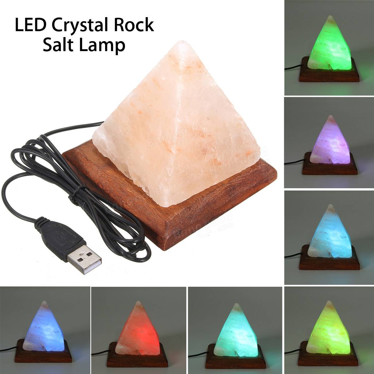 USB пирамида очиститель воздуха Energize ионизируется Rock соль LED RGB ночь свет настольной лампы