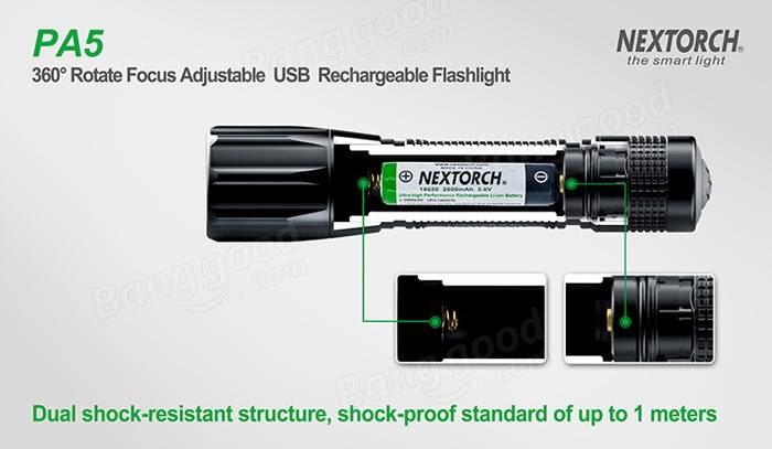 Nextorch PA5 хр-л 660lm 18650 регулируемый USB аккумуляторная LED фонарик
