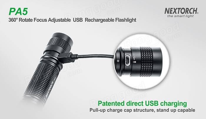 Nextorch PA5 хр-л 660lm 18650 регулируемый USB аккумуляторная LED фонарик