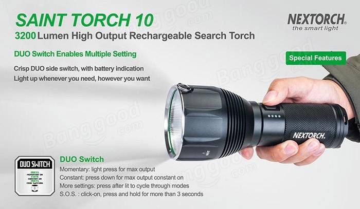 Nextorch SAINT TORCH 10 xhp70 3200lm 7-режим перезаряжаемая LED фонарик