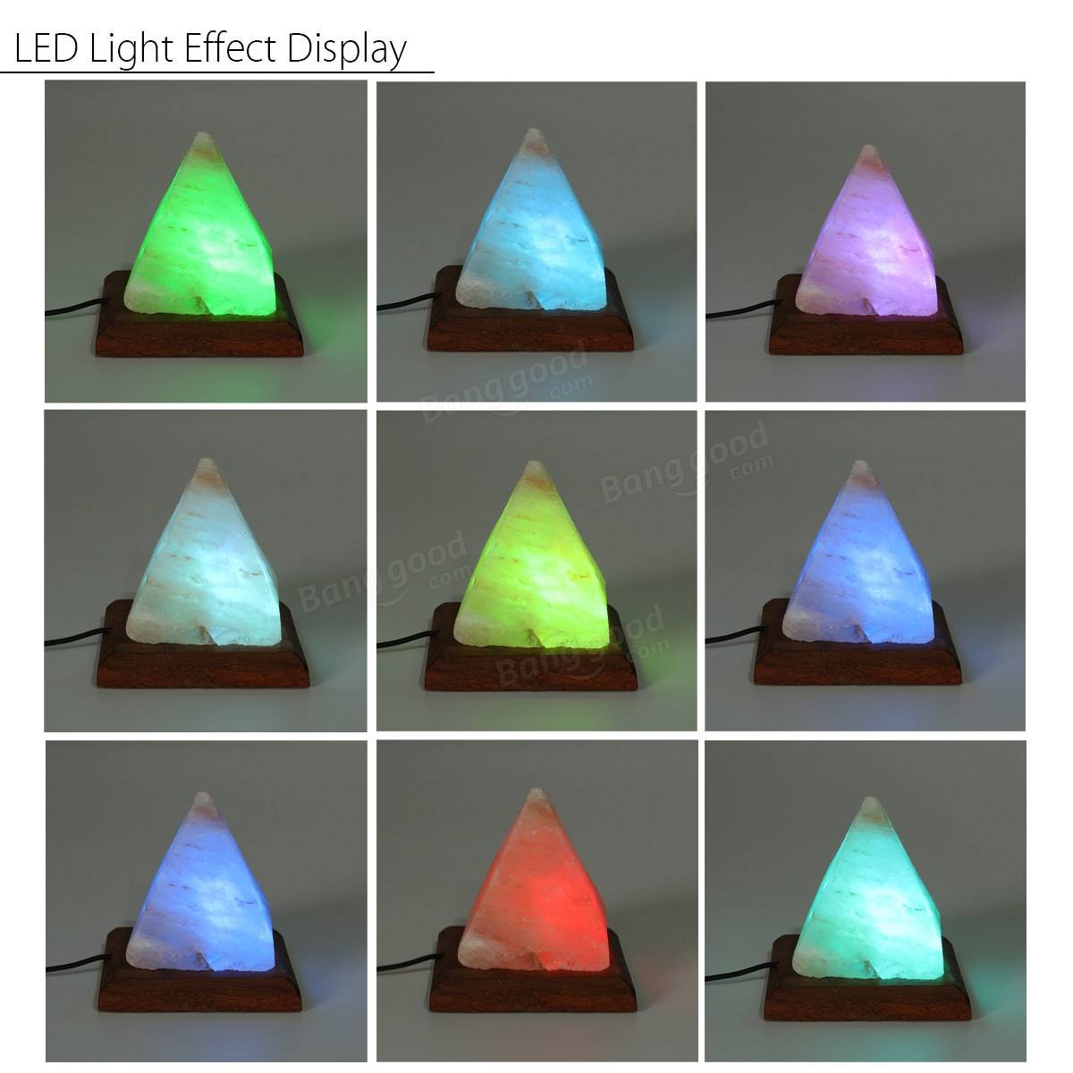USB пирамида очиститель воздуха Energize ионизируется Rock соль LED RGB ночь свет настольной лампы