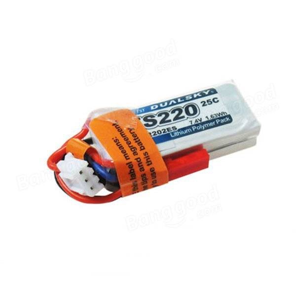 DUALSKY XP02202ES 7.4V 220mAh 2S1P 25C LiPo Battery 