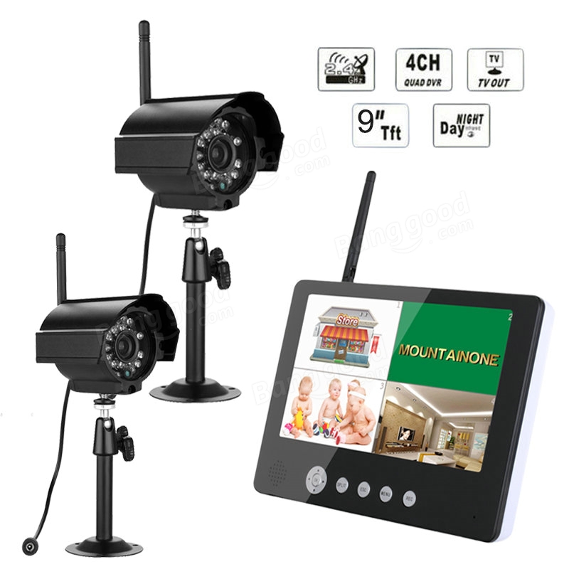 ENNIO SY903E12 9inch LCD Monitor DVR Wireless Kit Home CCTV Security System with Two Digital Cameras