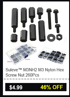 260pcs M3 Nylon Black Screw Nuts Set