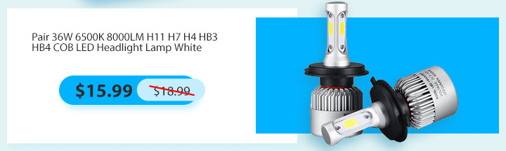 Pair 36W 6500K 8000LM H11 H7 H4 HB3 HB4 COB LED Headlight Lamp White