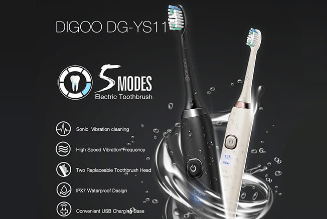 Digoo DG-YS11 5 Brush Modes Sonic Electric Toothbrush
