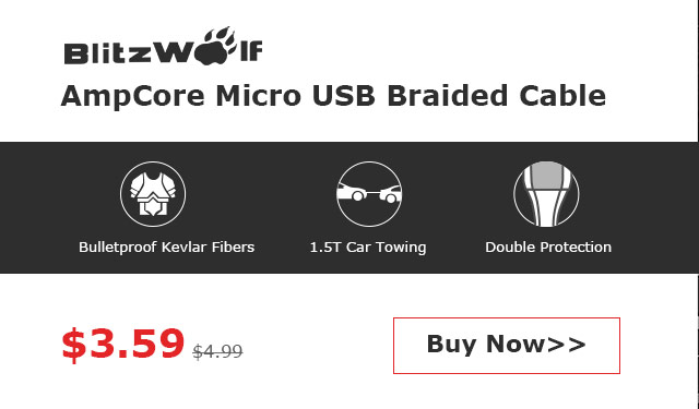 BlitzWolf Ampcore BW-MC4 2.4A Micro USB Braided Cable 3.33ft/1m
