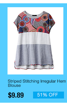 Striped Stitching Irregular Hem Blouse