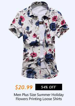 Men Plus Size Summer Holiday Flowers Printing Loose Shirts