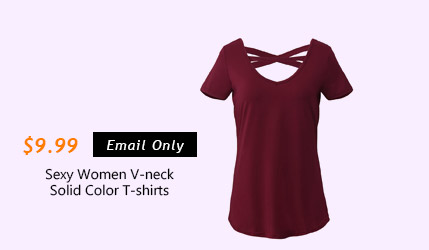 Sexy Women V-neck Solid Color T-shirts