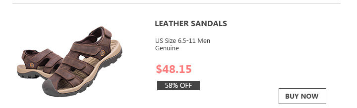 US Size 6.5-11 Men Genuine Leather Sandals