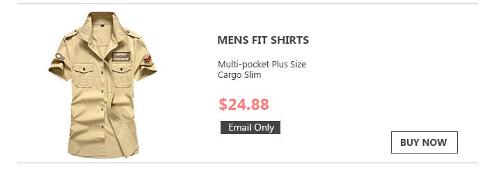 Mens Multi-pocket Plus Size Cargo Slim Fit Shirts