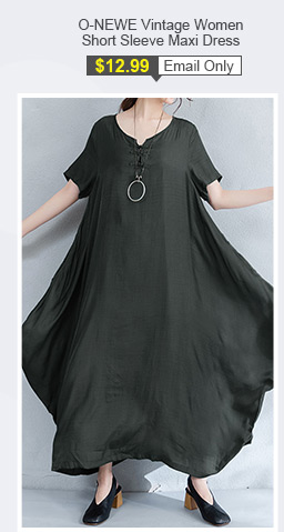 O-NEWE Vintage Women Short Sleeve Loose Maxi Dress