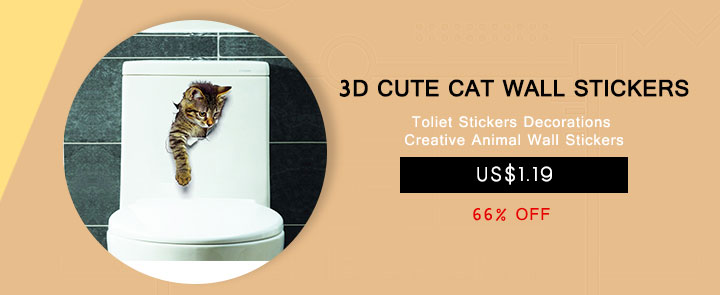 3D Cute Cat Wall Stickers Toliet Stickers Decorations Creative Animal Wall Stickers