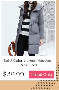 Solid Color Women Hooded Thick Coat