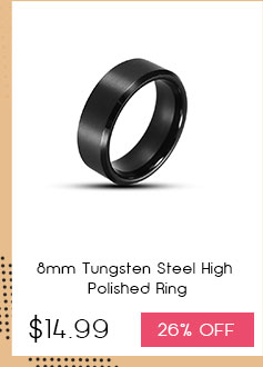 8mm Tungsten Steel High Polished Ring Anti-Scratch Finger Ring Jewelry