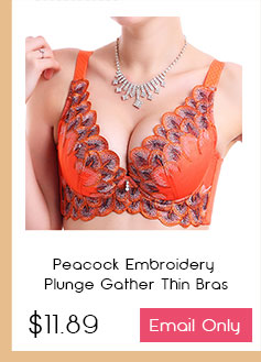 Peacock Embroidery Plunge Gather Thin Bras