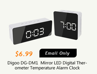 Digoo DG-DM1 Wireless USB Mirror LED Digital Therometer Temperature Night Mode Black Alarm Clock