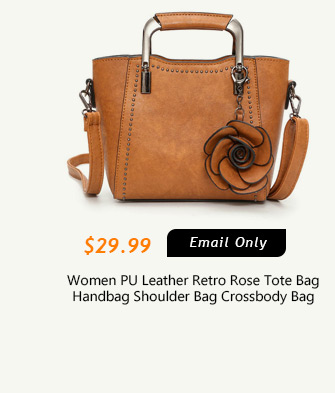 Women PU Leather Retro Rose Tote Bag Handbag Shoulder Bag Crossbody Bag