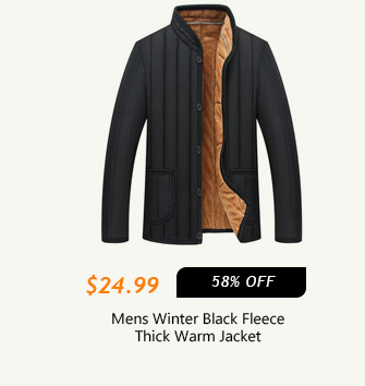Mens Winter Black Fleece Thick Warm Jacket