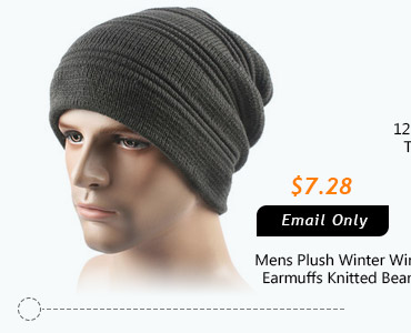 Mens Plush Winter Windproof Earmuffs Knitted Beanie Hat
