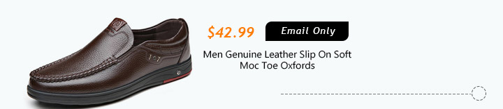Men Genuine Leather Slip On Soft Moc Toe Oxfords 