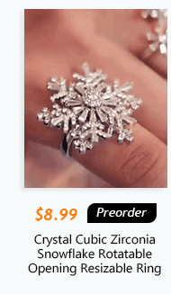 Crystal Cubic Zirconia Snowflake Rotatable Opening Resizable Ring