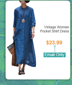 Vintage Women Pocket Button Shirt Dress 