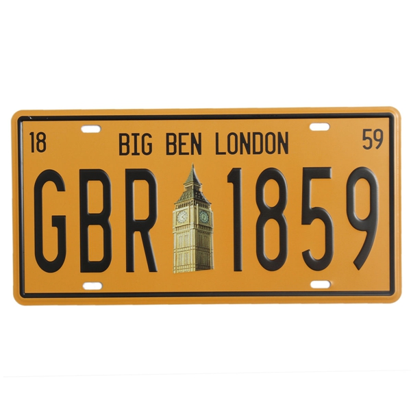 

Big Ben London License Plate Tin Sign Vintage Metal Plaque Poster Bar Pub Home Wall Decor