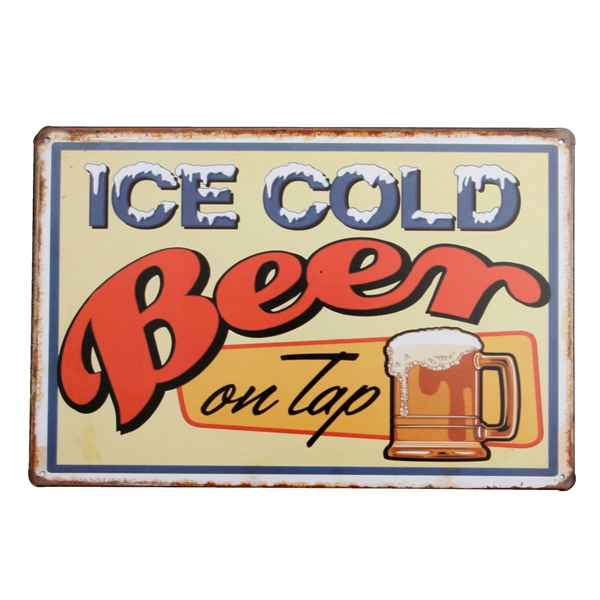 

Ice Cold Beer Tin Sign Vintage Metal Plaque Poster Bar Pub Home Wall Decor