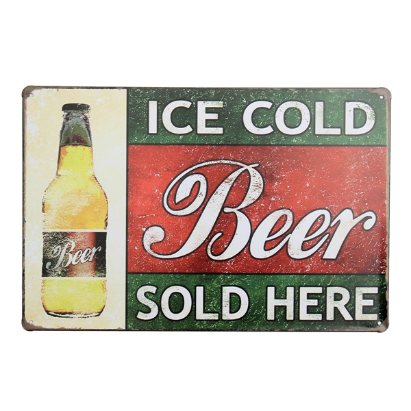 

Ice Cold Beer Here Tin Sign Vintage Metal Plaque Poster Bar Pub Home Wall Decor