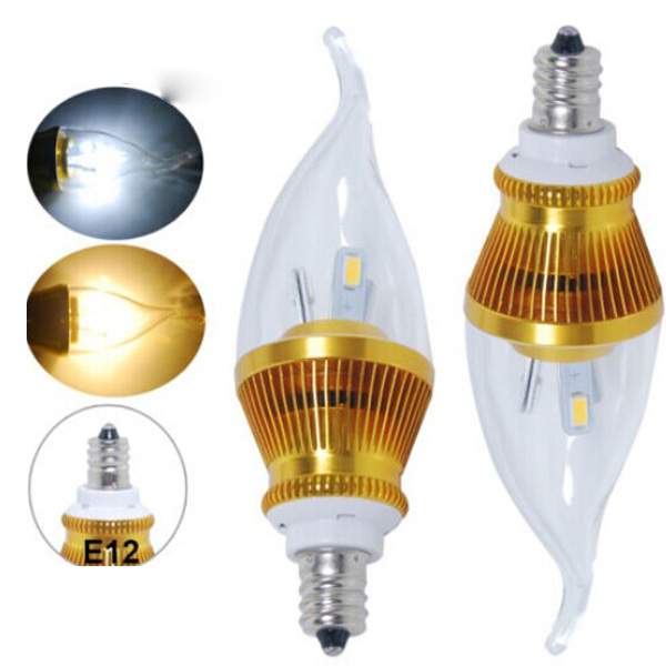 

E12 3W 300-330lm SMD 5730 White/Warm White LED Candle Light Bulb 85-265V