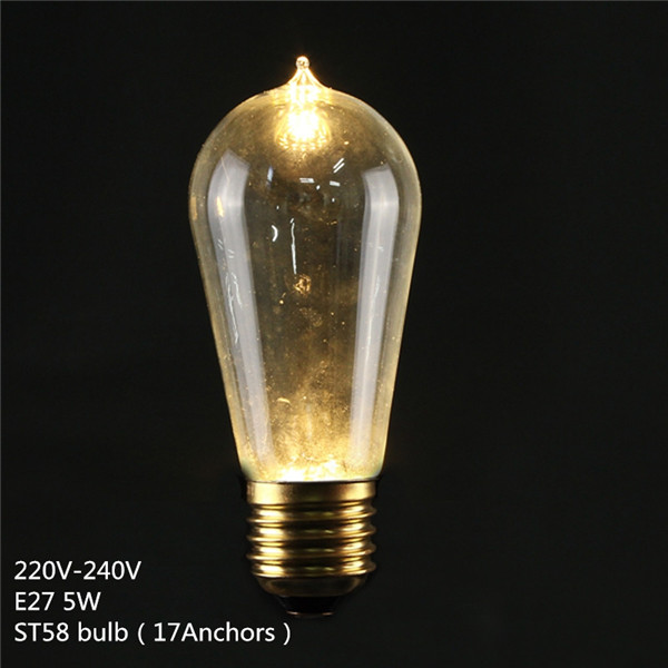 

E27 ST58 5W Vintage Antique Edison Style Carbon Filament Clear Glass Bulb 220-240V