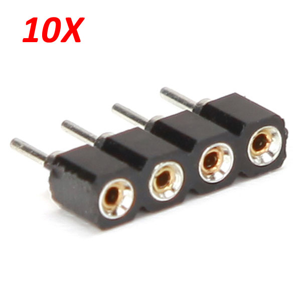 

10X Black 4pin Female Connector For RGB 5050/3528 LED Strip Light Connect