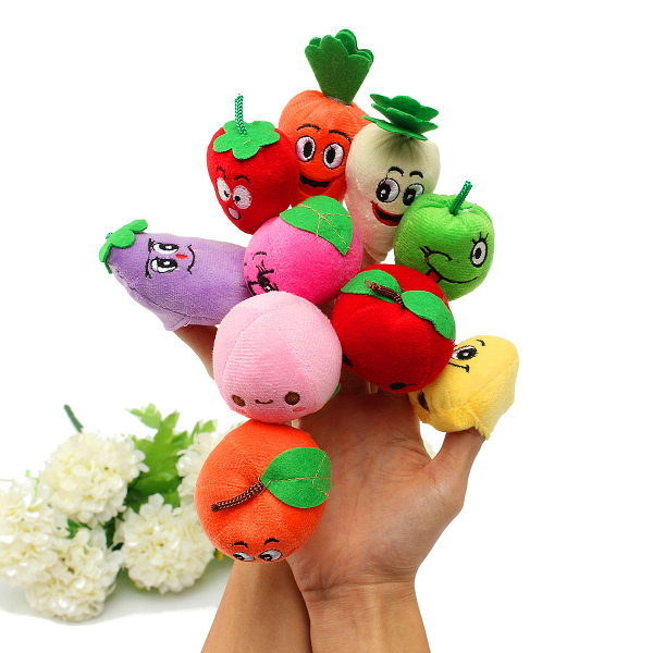 

10 Pcs Plush Finger Puppets Doll Fruits Vegetables Sets Baby Toys