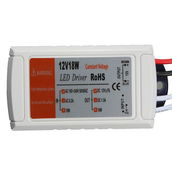 

12V DC 18W Power Supply LED Driver Adapter Transformer Switch For LED Strip LED Light Bulb