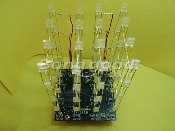 Kit de aprendizaje azul rojo LED electrónica DIY 4x4x4 cubo LED