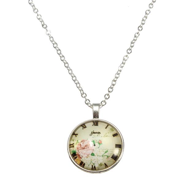 

Glass Cabochon Time Gem Pocket Watch Art Picture Pendant Necklace