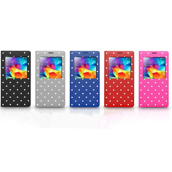 

Kajsa Polka Dot Design With Window Flip Cover For Samsung S5 I9600